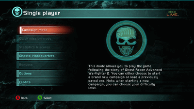 Tom Clancy's Ghost Recon: Advanced Warfighter 2 - Screenshot - Game Select (World) - 1280x720