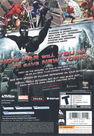Spider-Man: Web of Shadows - Box - Back (United States) - 558x800