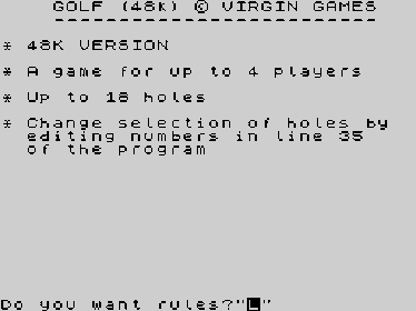 Golf (Virgin Games) - Screenshot - Game Select (Europe) - 512x384