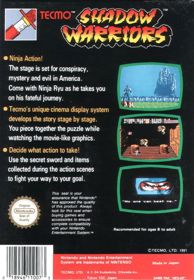 Ninja Gaiden - Box - Back (Europe) - 555x800