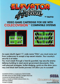 Elevator Action (Sega) - Box - Back (North America) - 1627x2246