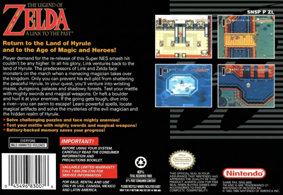 The Legend of Zelda: A Link to the Past - Box - Back (North America) - 2466x1696