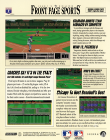 Front Page Sports: Baseball '94 - Fanart - Box - Back (North America) - 912x1156
