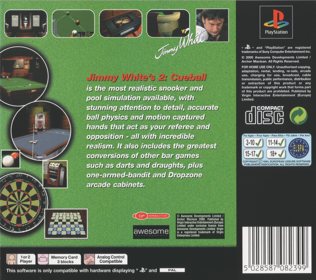 Jimmy White's 2: Cueball - Box - Back (Europe) - 1653x1467
