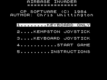 Airbase Invader  - Screenshot - Game Select (Europe) - 256x192