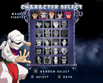 Yu Yu Hakusho: Ghost Files: Dark Tournament - Screenshot - Game Select (World) - 640x512