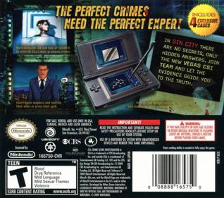 CSI: Deadly Intent: The Hidden Cases - Box - Back (North America) - 640x565
