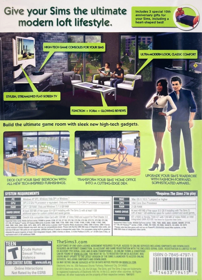 The Sims 3: High-End Loft Stuff - Box - Back (North America) - 911x1263