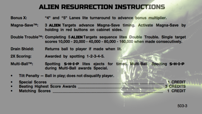 Alien: Resurrection - Arcade - Controls Information (World) - 1280x720