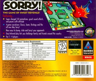 Sorry! - Box - Back (North America) - 957x800