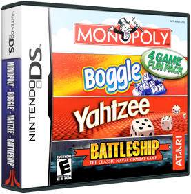 4 Game Fun Pack Monopoly/Boggle/Yahtzee/Battleship - Box - 3D (North America) - 869x879
