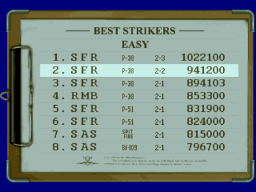 Strikers 1945 - Screenshot - High Scores (Japan) - 640x480