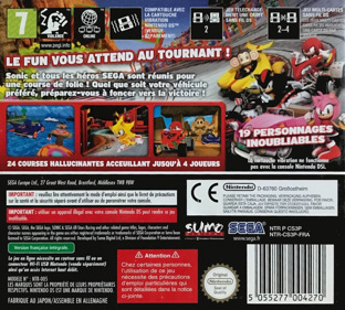 Sonic & SEGA All-Stars Racing - Box - Back (France) - 1302x1171