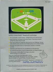Super Challenge Baseball - Box - Back (North America) - 600x814