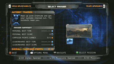 Transformers: Revenge of the Fallen - Screenshot - Game Select (World) - 1280x720