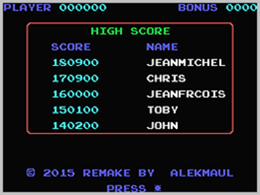 Bagman - Screenshot - High Scores (World) - 256x192