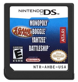4 Game Fun Pack Monopoly/Boggle/Yahtzee/Battleship - Cart - Front (North America) - 571x600