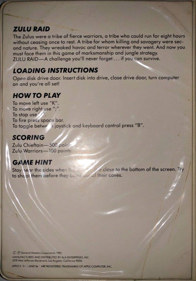 Zulu Raid - Box - Back (North America) - 749x1072