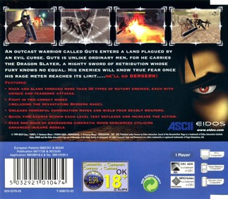 Sword of the Berserk: Guts' Rage - Box - Back (Europe) - 1609x1399