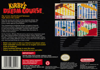 Kirby's Dream Course - Box - Back (North America) - 4173x2920