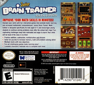 Junior Brain Trainer: Math Edition - Box - Back (North America) - 1342x1206