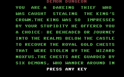 Demon Dungeon - Screenshot - Game Title (World) - 320x200