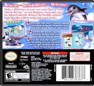 Paws & Claws: Marine Rescue - Box - Back - Reconstructed (North America) - 774x708