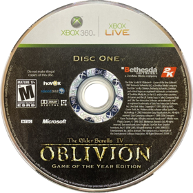 The Elder Scrolls IV: Oblivion: Game of the Year Edition - Disc (North America) - 1019x1020