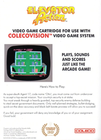Elevator Action (Sega) - Box - Back (World) - 807x1121