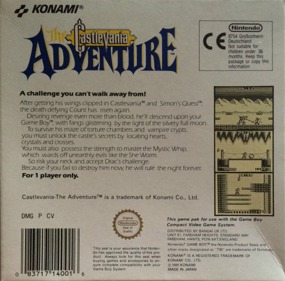 Castlevania: The Adventure - Box - Back (Europe) - 640x630