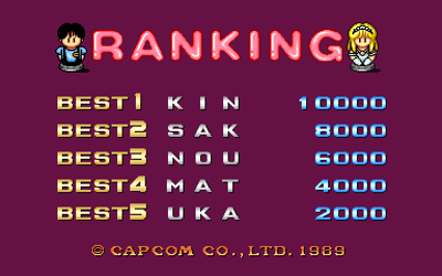 Adventure Quiz: Capcom World - Screenshot - High Scores (Japan) - 384x240