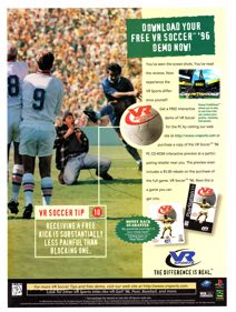 VR Soccer '96 - Advertisement Flyer - Front (North America) - 2000x2650