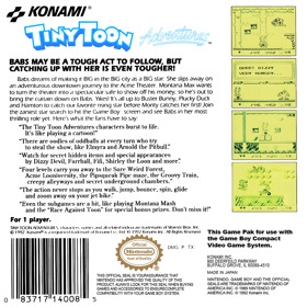 Tiny Toon Adventures: Babs' Big Break - Box - Back (North America) - 1368x1370