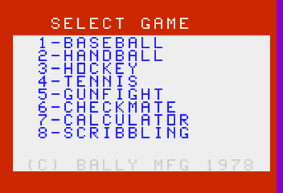 Tornado Baseball / Tennis / Hockey / Handball - Screenshot - Game Select (North America) - 352x240