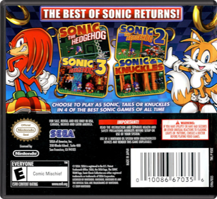 Sonic Classic Collection - Box - Back - Reconstructed (North America) - 774x708