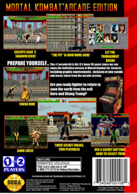 Mortal Kombat Arcade Edition - Fanart - Box - Back (World) - 503x710