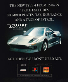 R4: Ridge Racer Type 4 - Advertisement Flyer - Front (United Kingdom) - 1832x2200