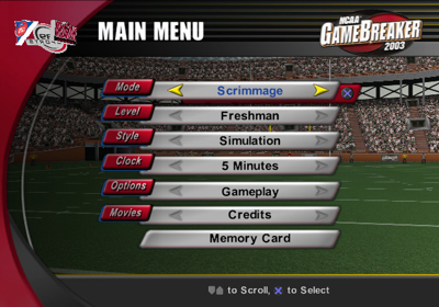NCAA Gamebreaker 2003 - Screenshot - Game Select (North America) - 640x448