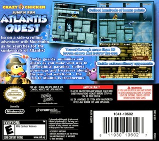 Crazy Chicken: Jump'n Run: Atlantis Quest - Box - Back (North America) - 768x680