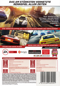 Need for Speed: Most Wanted 2012 - Box - Back (Germany) - 993x1400
