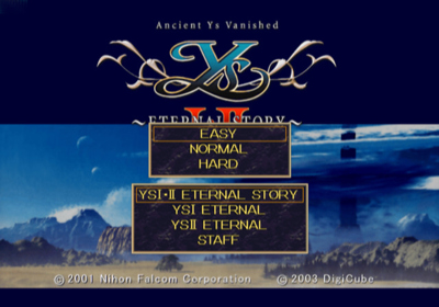 Ys I & II: Eternal Story - Screenshot - Game Select (Japan) - 640x448