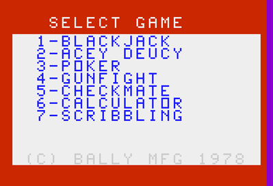 Blackjack / Poker / Acey-Deucey - Screenshot - Game Select (North America) - 352x240