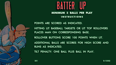 Batter Up - Arcade - Controls Information (World) - 1920x1080