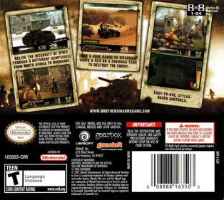 Brothers in Arms DS - Box - Back (North America) - 1400x1252