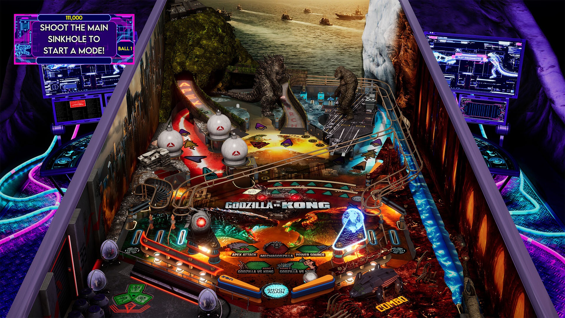 Illustration of Godzilla vs Kong Pinball
