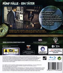 CSI: Fatal Conspiracy - Box - Back (Germany) - 1003x1169