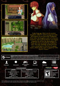 Ys I & II Chronicles - Fanart - Box - Back (North America) - 1508x2146