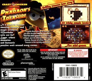 Crazy Chicken Adventure: The Pharaoh's Treasure - Box - Back (North America) - 768x680