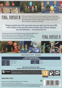 Final Fantasy IV (3D Remake) - Box - Back (United Kingdom) - 799x1119