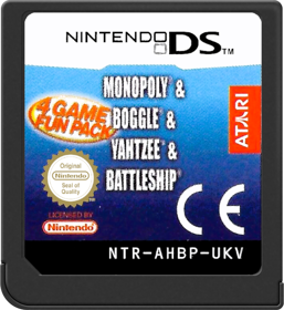 4 Game Fun Pack Monopoly/Boggle/Yahtzee/Battleship - Cart - Front (Europe) - 517x564